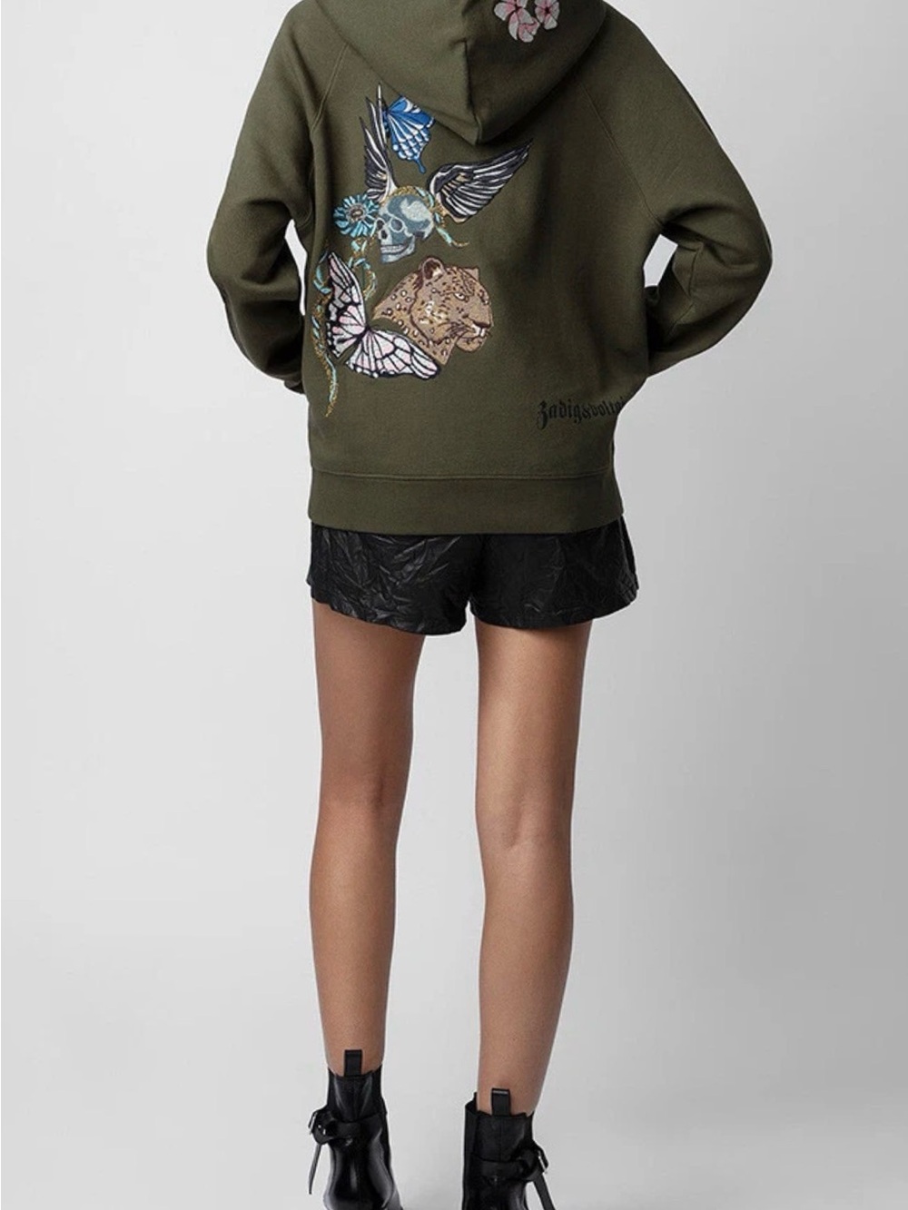 Zadig & Voltaire Greorgy Holly Hoodie Olive Green - Picture 3 of 11